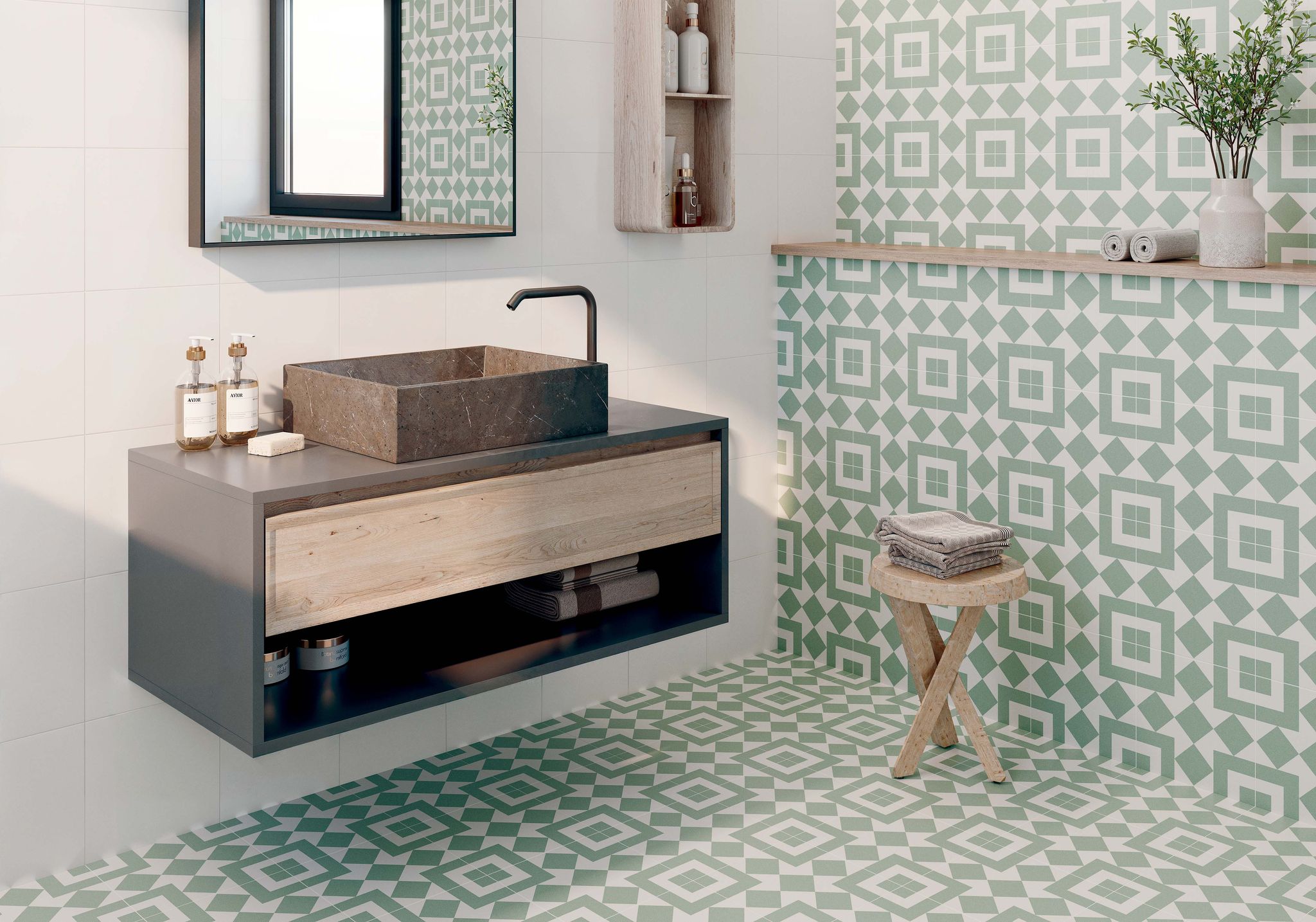 ORLANDO_GREEN_DECOR_25X25_BATH_DET_01 | Codicer